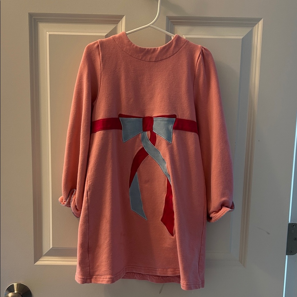 Beaufort Bonnet Pink Dress with Red and Blue Bow